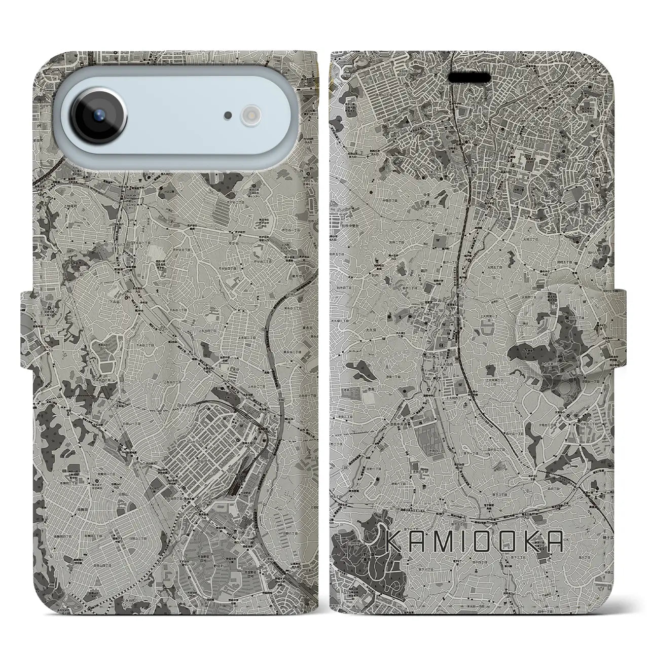 【上大岡（神奈川県）】地図柄iPhoneケース（手帳タイプ）