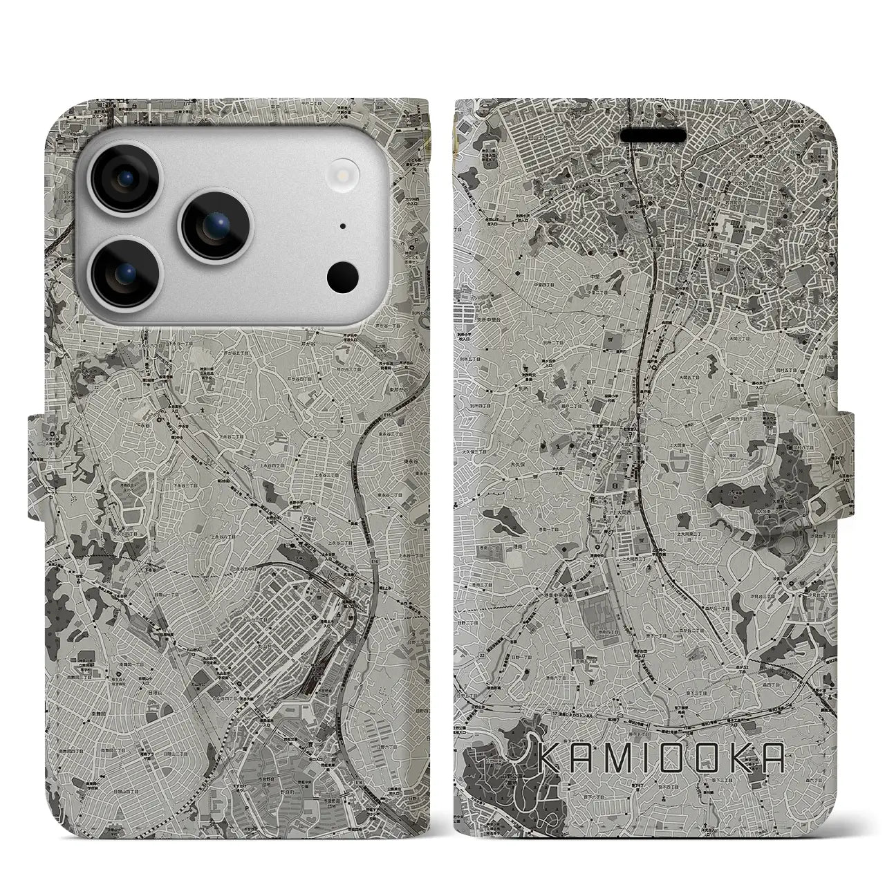 【上大岡（神奈川県）】地図柄iPhoneケース（手帳タイプ）