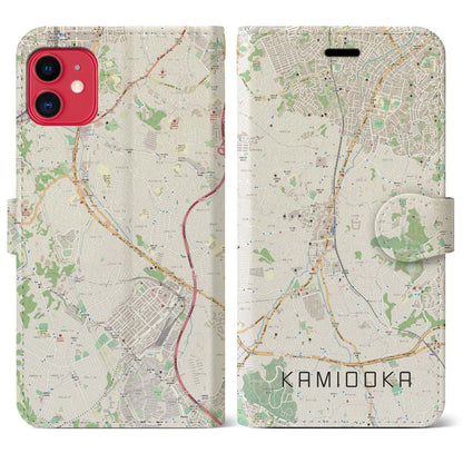 【上大岡（神奈川県）】地図柄iPhoneケース（手帳タイプ）ナチュラル・iPhone 11 用