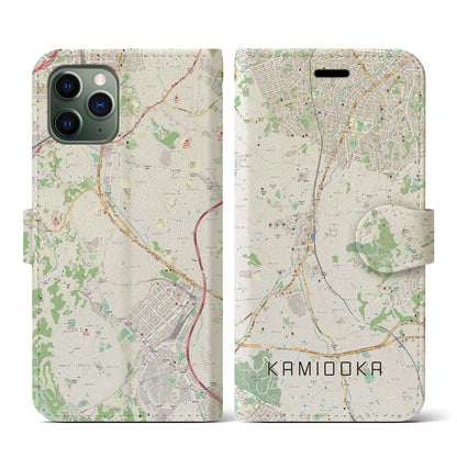 【上大岡（神奈川県）】地図柄iPhoneケース（手帳タイプ）ナチュラル・iPhone 11 Pro 用