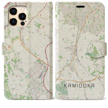【上大岡（神奈川県）】地図柄iPhoneケース（手帳タイプ）ナチュラル・iPhone 12 Pro Max 用