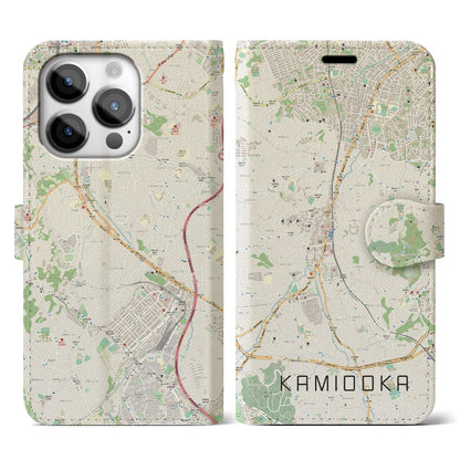 【上大岡（神奈川県）】地図柄iPhoneケース（手帳タイプ）ナチュラル・iPhone 14 Pro 用