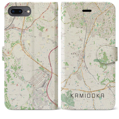 【上大岡（神奈川県）】地図柄iPhoneケース（手帳タイプ）ナチュラル・iPhone 8Plus /7Plus / 6sPlus / 6Plus 用