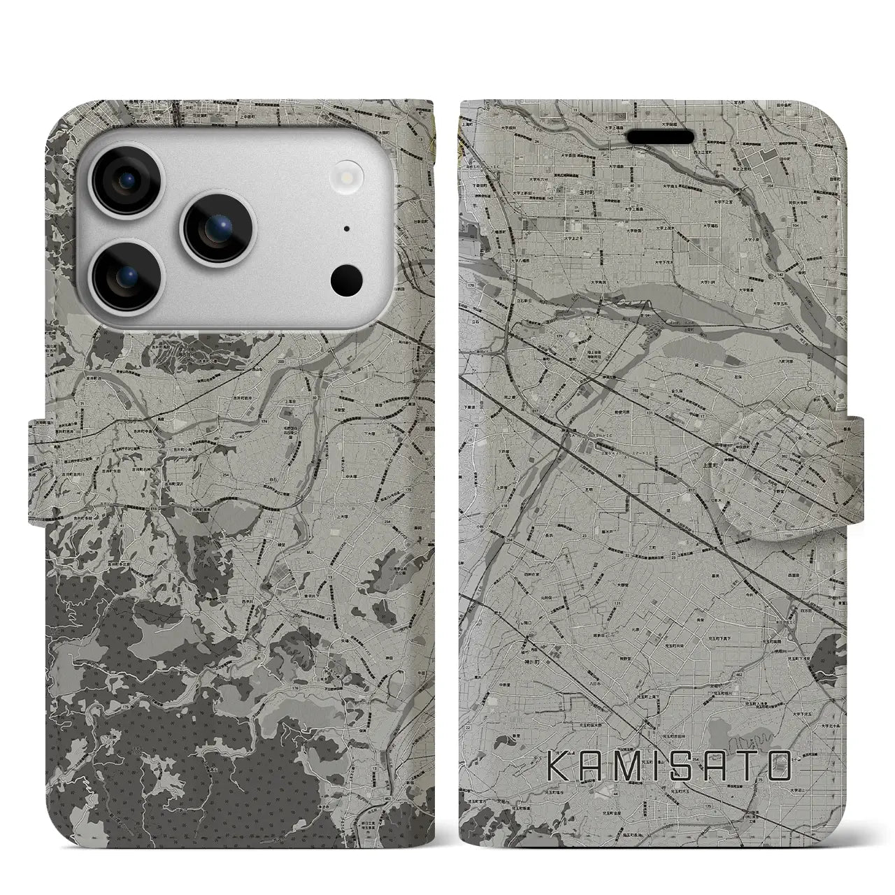 【上里（埼玉県）】地図柄iPhoneケース（手帳タイプ）