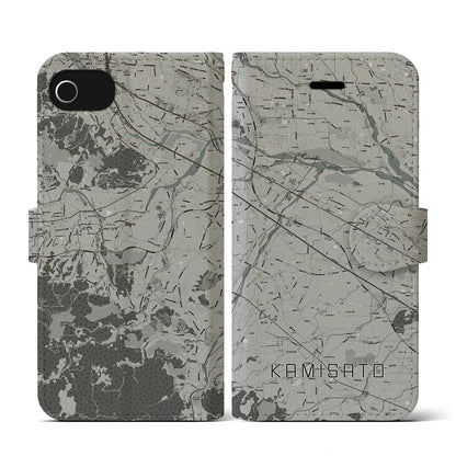 【上里（埼玉県）】地図柄iPhoneケース（手帳タイプ）モノトーン・iPhone SE（第3 / 第2世代） / 8 / 7 / 6s / 6 用