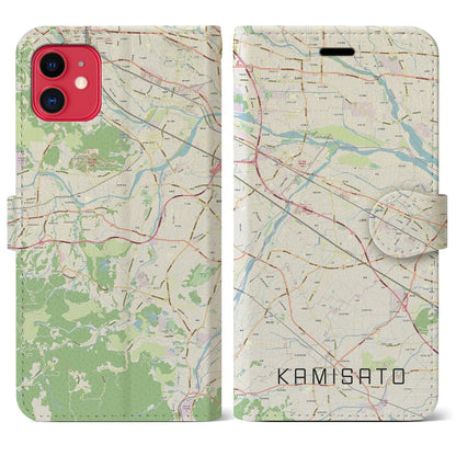 【上里（埼玉県）】地図柄iPhoneケース（手帳タイプ）ナチュラル・iPhone 11 用