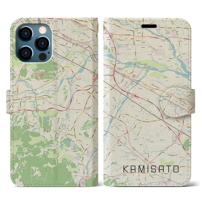 【上里（埼玉県）】地図柄iPhoneケース（手帳タイプ）ナチュラル・iPhone 12 / 12 Pro 用