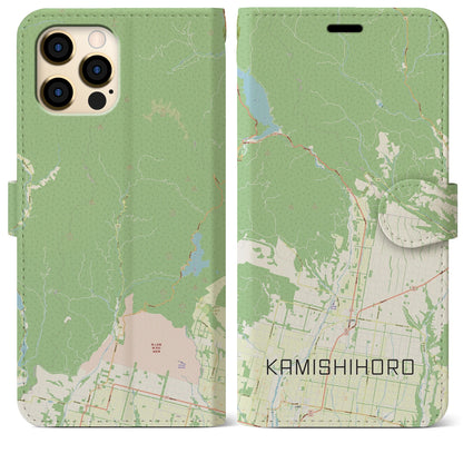 【上士幌（北海道）】地図柄iPhoneケース（手帳タイプ）ナチュラル・iPhone 12 Pro Max 用