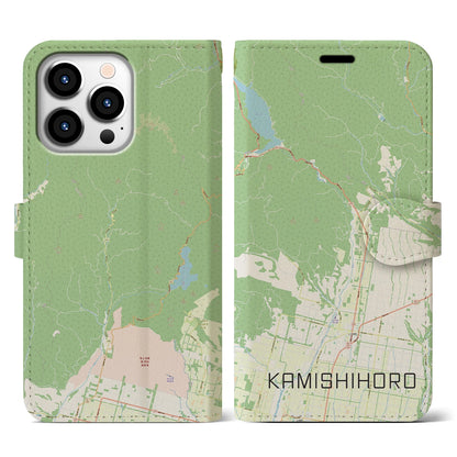 【上士幌（北海道）】地図柄iPhoneケース（手帳タイプ）ナチュラル・iPhone 13 Pro 用