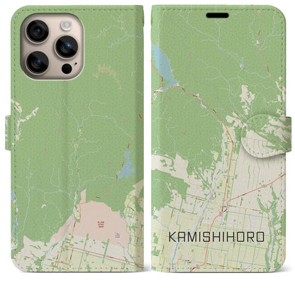 【上士幌（北海道）】地図柄iPhoneケース（手帳タイプ）ナチュラル・iPhone 16 Plus 用
