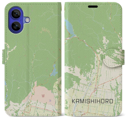 【上士幌（北海道）】地図柄iPhoneケース（手帳タイプ）ナチュラル・iPhone 16 Pro Max 用