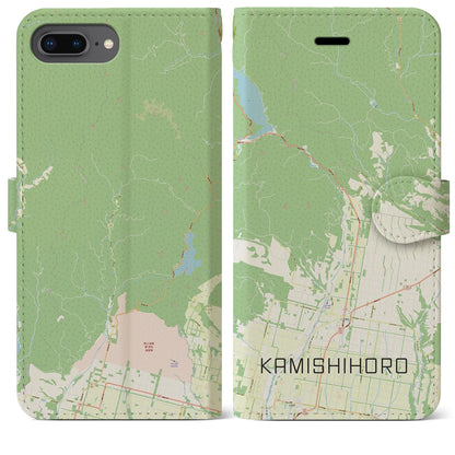 【上士幌（北海道）】地図柄iPhoneケース（手帳タイプ）ナチュラル・iPhone 8Plus /7Plus / 6sPlus / 6Plus 用