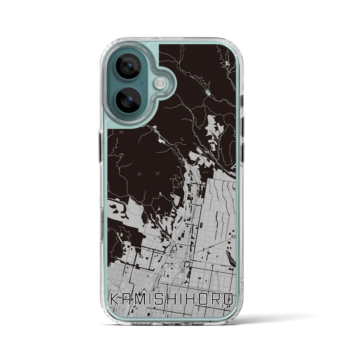 【上士幌（北海道）】地図柄iPhoneケース（MagSafeタイプ）モノトーン・iPhone 16 Pro 用