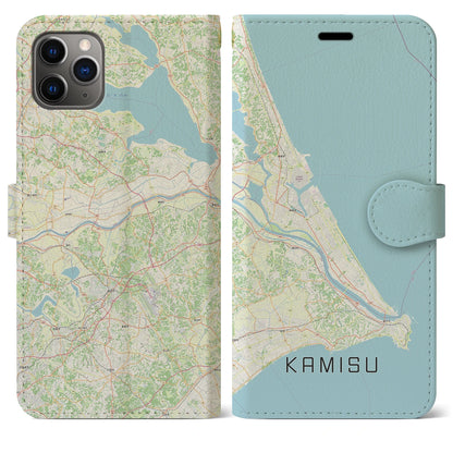 【神栖2（茨城県）】地図柄iPhoneケース（手帳タイプ）ナチュラル・iPhone 11 Pro Max 用