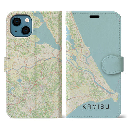 【神栖2（茨城県）】地図柄iPhoneケース（手帳タイプ）ナチュラル・iPhone 13 用