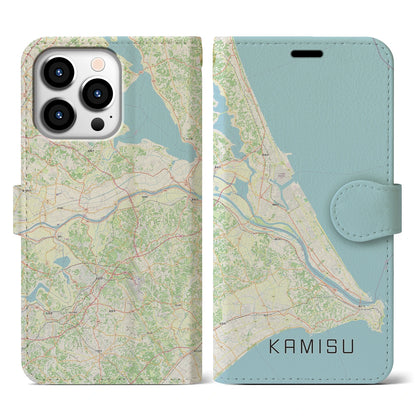 【神栖2（茨城県）】地図柄iPhoneケース（手帳タイプ）ナチュラル・iPhone 13 Pro 用