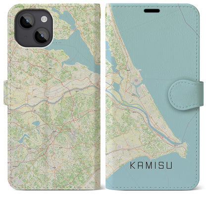 【神栖2（茨城県）】地図柄iPhoneケース（手帳タイプ）ナチュラル・iPhone 14 Plus 用