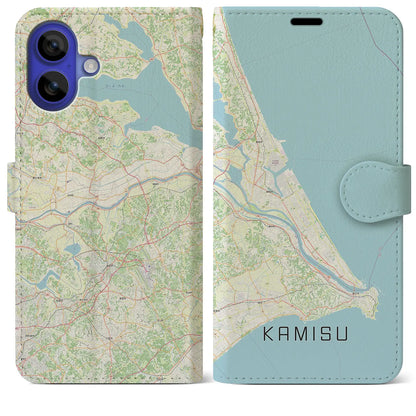 【神栖2（茨城県）】地図柄iPhoneケース（手帳タイプ）ナチュラル・iPhone 16 Pro Max 用