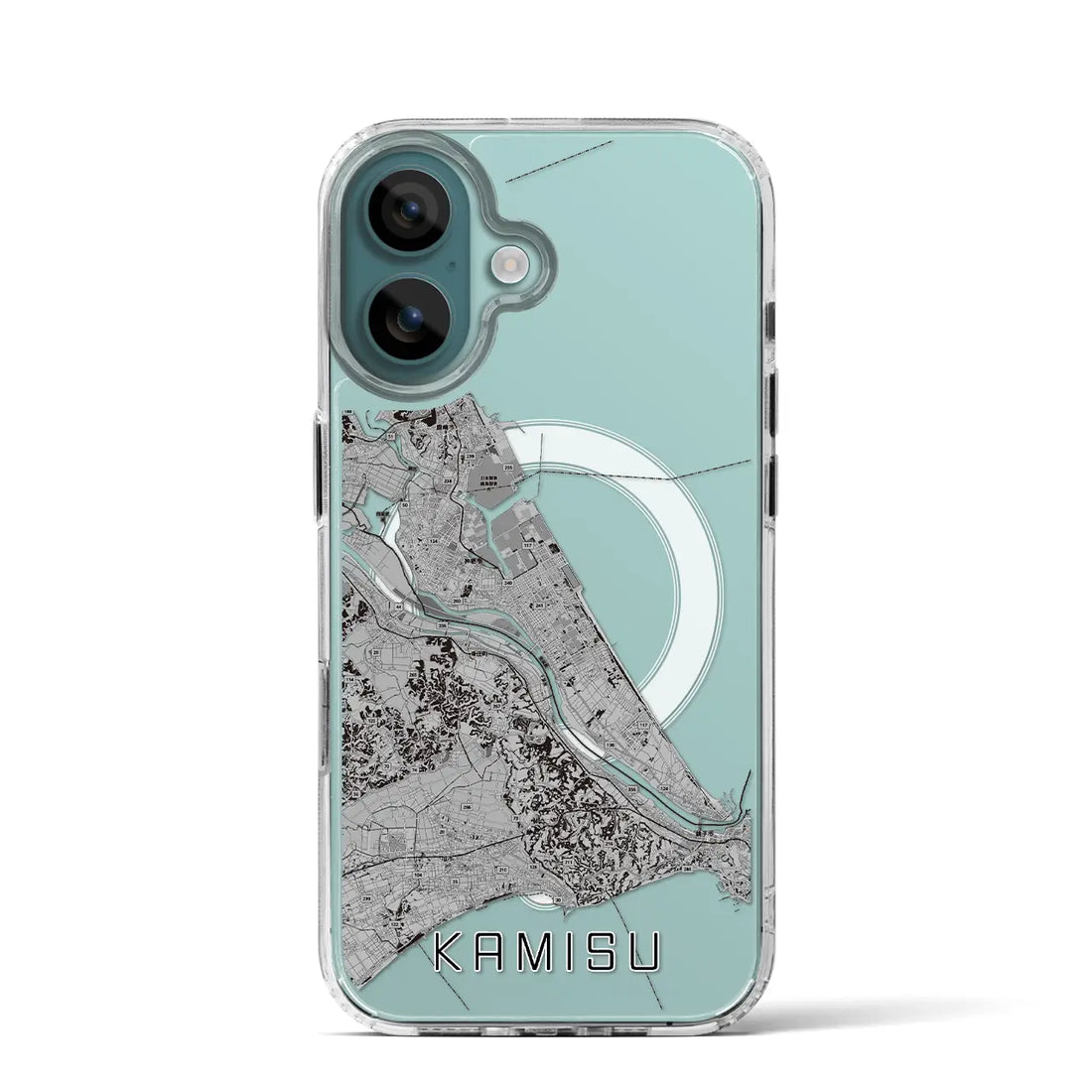 【神栖2（茨城県）】地図柄iPhoneケース（MagSafeタイプ）モノトーン・iPhone 16 Pro 用