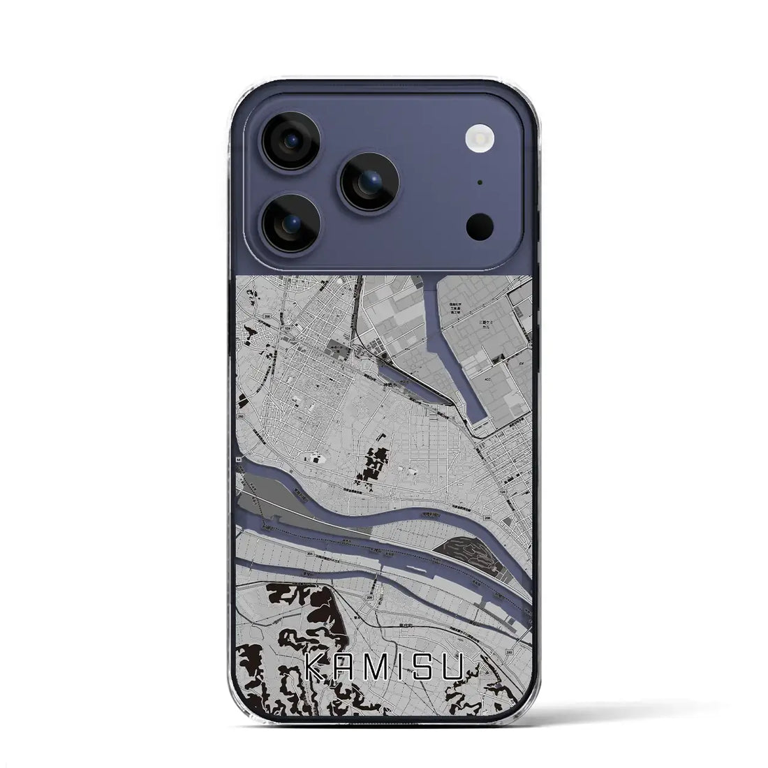 【神栖(茨城県)】地図柄iPhoneケース(クリアタイプ)モノトーン・iPhone 17 Pro Max 用
