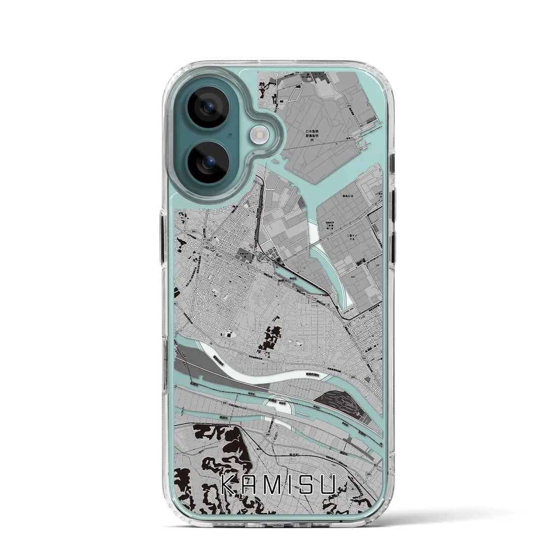 【神栖(茨城県)】地図柄iPhoneケース(MagSafeタイプ)モノトーン・iPhone 16 Pro 用