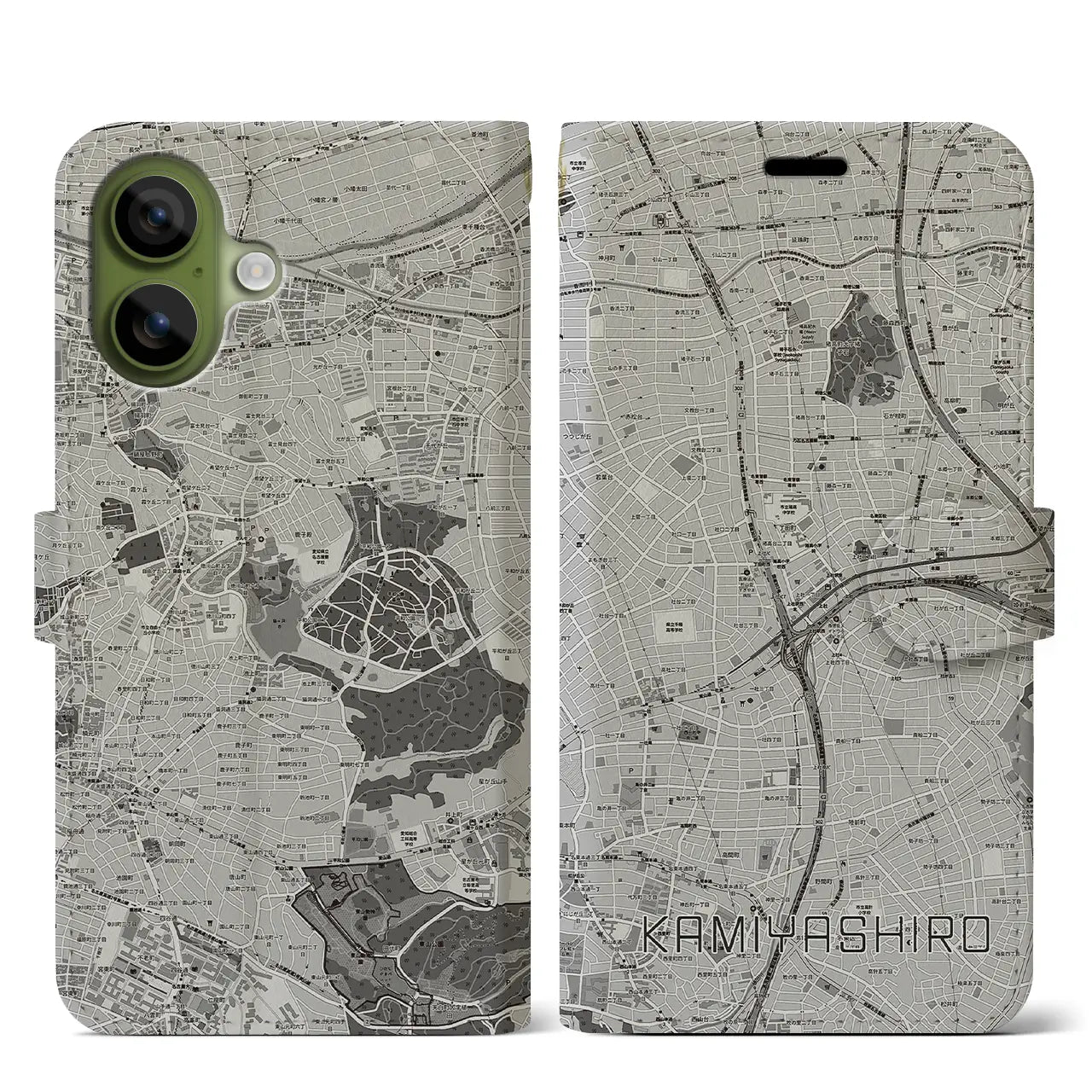 【上社（愛知県）】地図柄iPhoneケース（手帳タイプ）