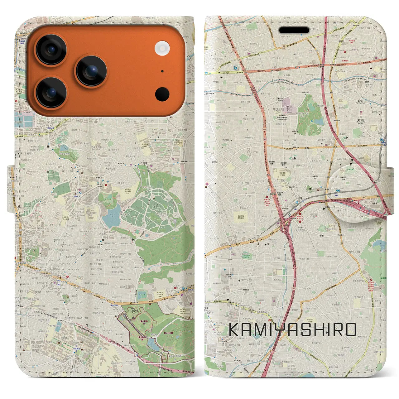 【上社（愛知県）】地図柄iPhoneケース（手帳タイプ）