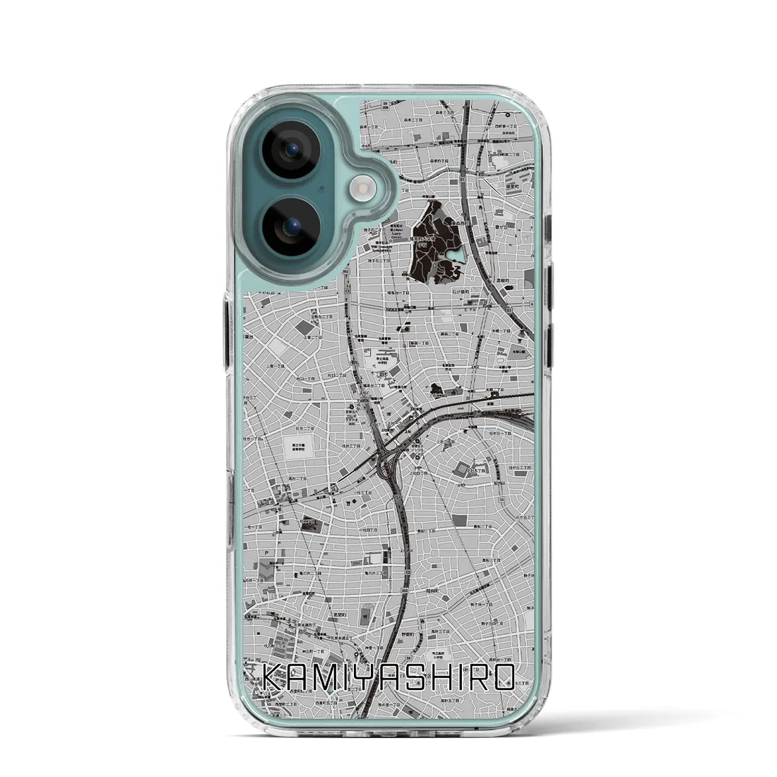 【上社(愛知県)】地図柄iPhoneケース(MagSafeタイプ)モノトーン・iPhone 16 Pro 用