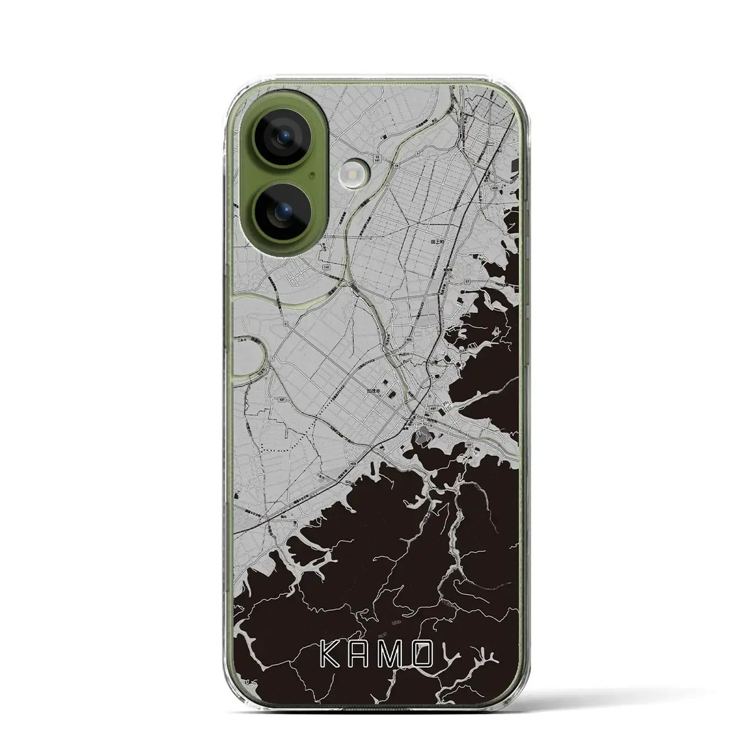 【加茂（新潟県）】地図柄iPhoneケース（クリアタイプ）モノトーン・iPhone 17 Pro Max 用