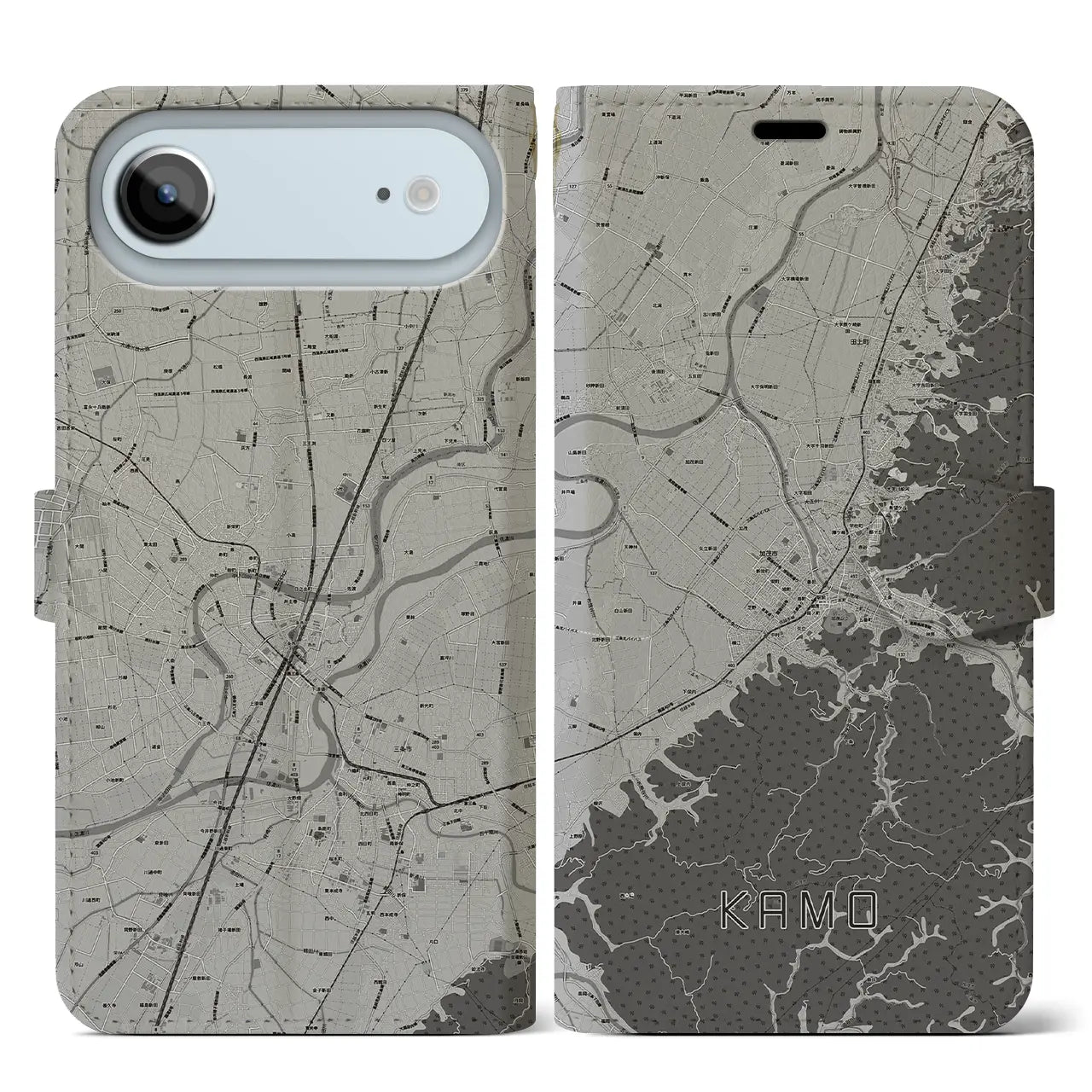 【加茂（新潟県）】地図柄iPhoneケース（手帳タイプ）