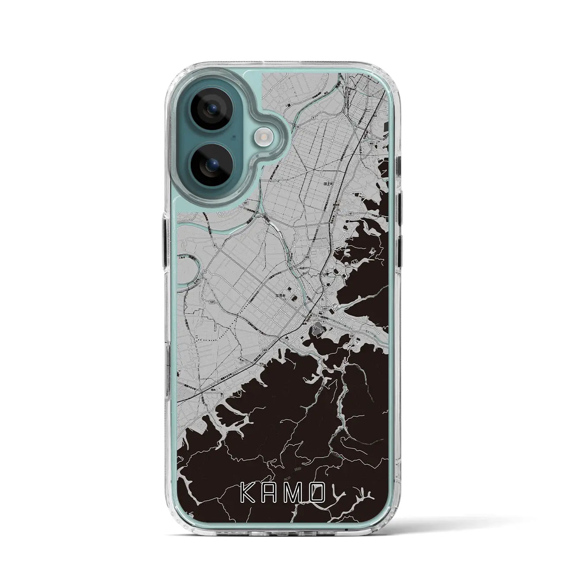 【加茂（新潟県）】地図柄iPhoneケース（MagSafeタイプ）モノトーン・iPhone 16 Pro 用