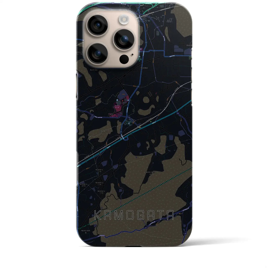 【鴨方(岡山県)】地図柄iPhoneケース(バックカバータイプ)