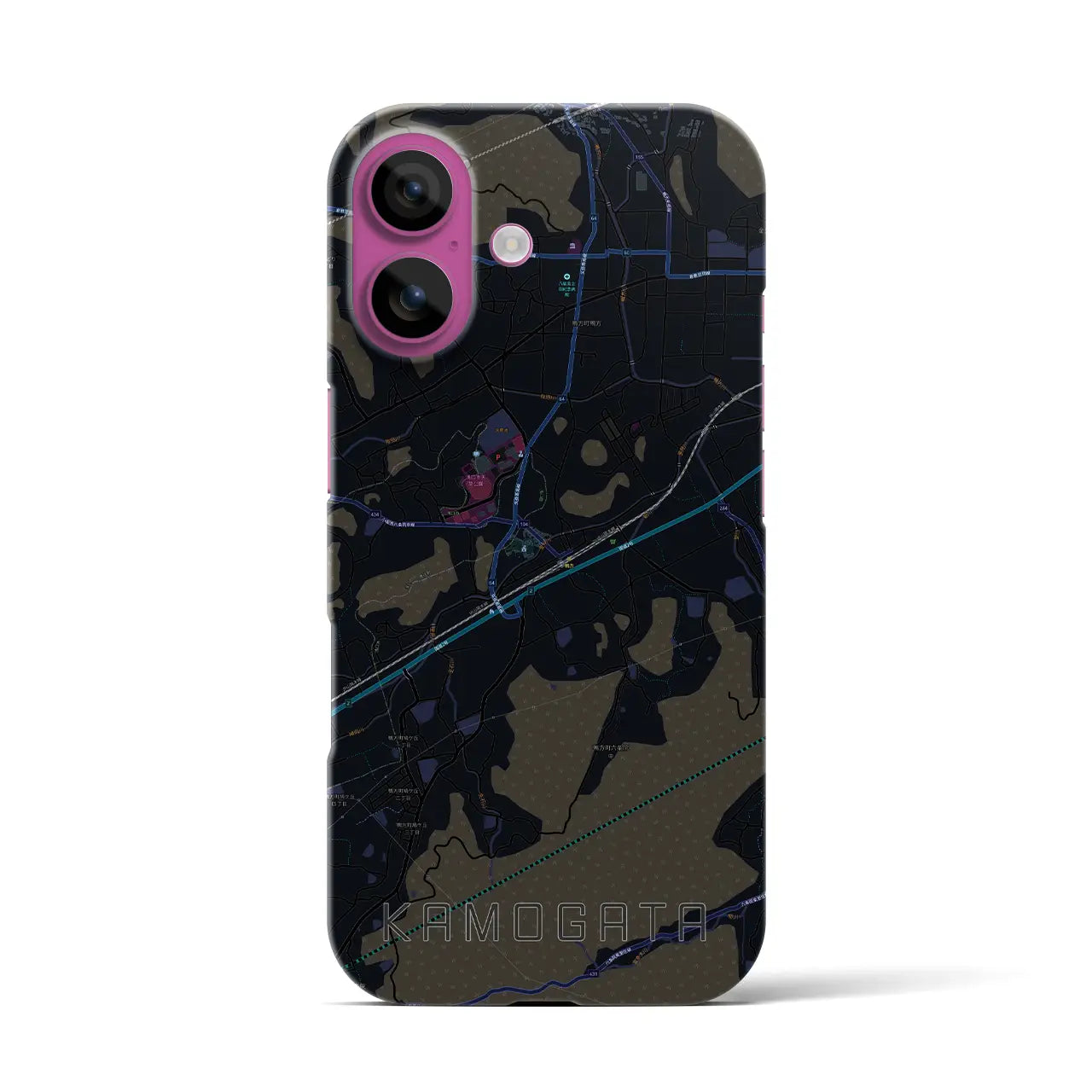 【鴨方（岡山県）】地図柄iPhoneケース（バックカバータイプ）