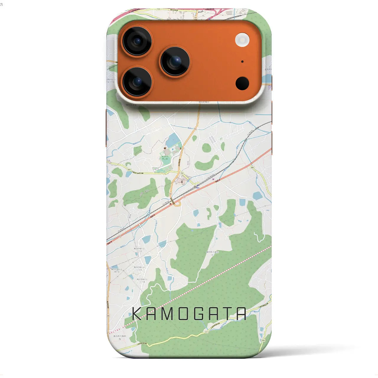 【鴨方（岡山県）】地図柄iPhoneケース（バックカバータイプ）