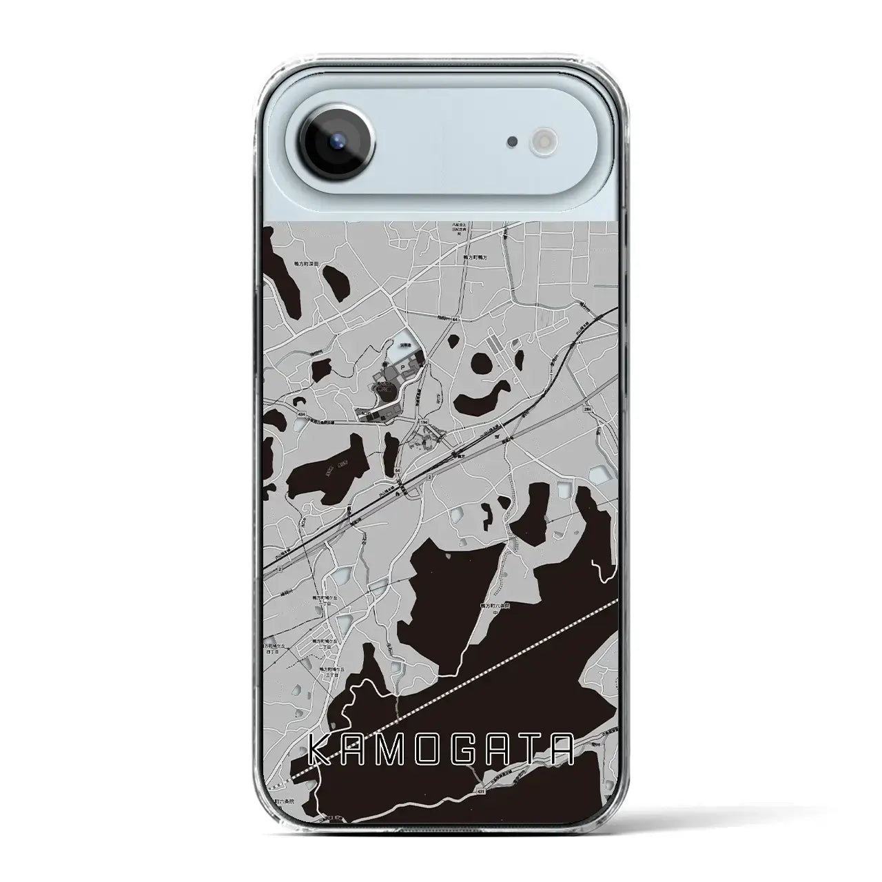 【鴨方（岡山県）】地図柄iPhoneケース（クリアタイプ）