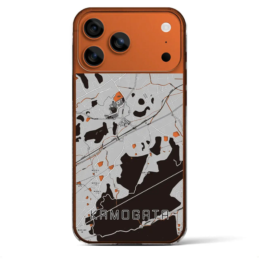 【鴨方(岡山県)】地図柄iPhoneケース(クリアタイプ)モノトーン・iPhone 17 Pro Max 用