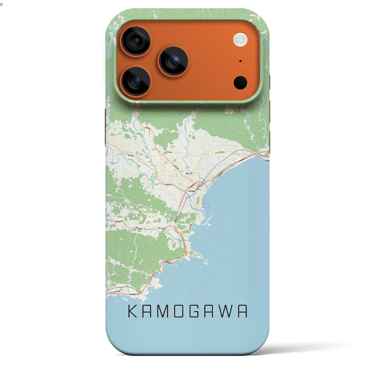 【鴨川（千葉県）】地図柄iPhoneケース（バックカバータイプ）