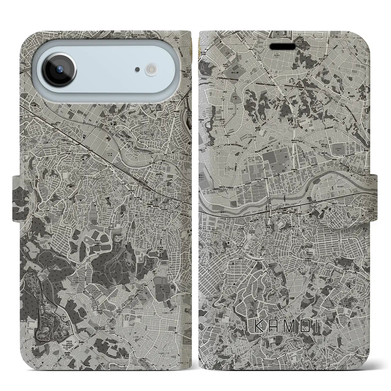 【鴨居（神奈川県）】地図柄iPhoneケース（手帳タイプ）