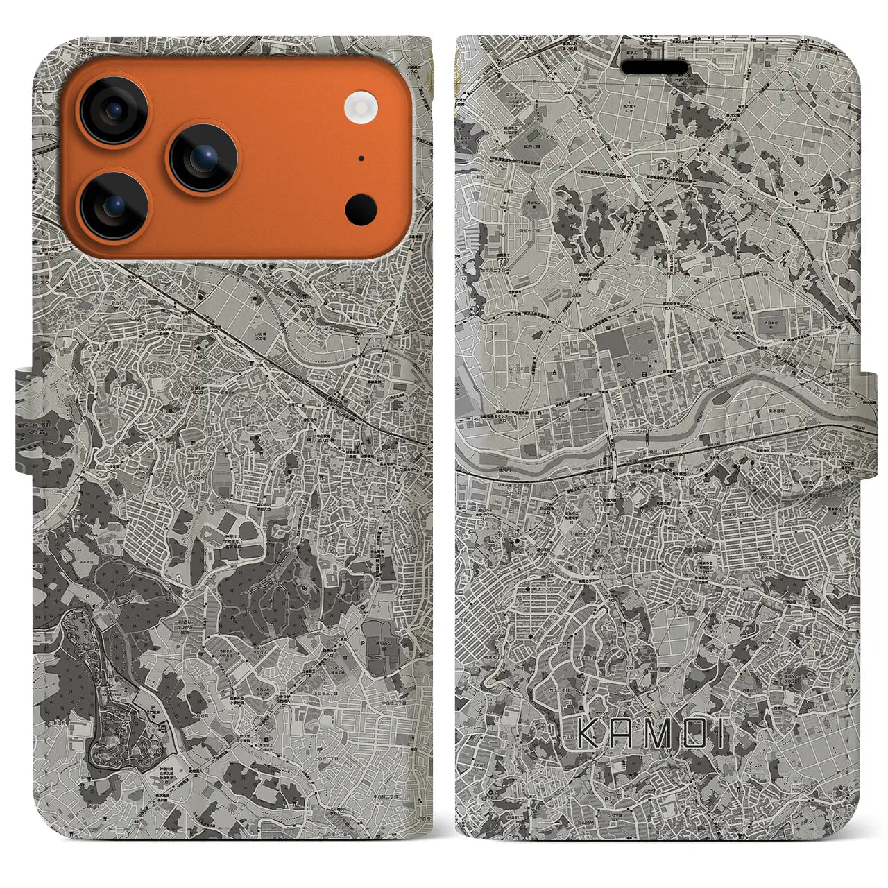 【鴨居（神奈川県）】地図柄iPhoneケース（手帳タイプ）