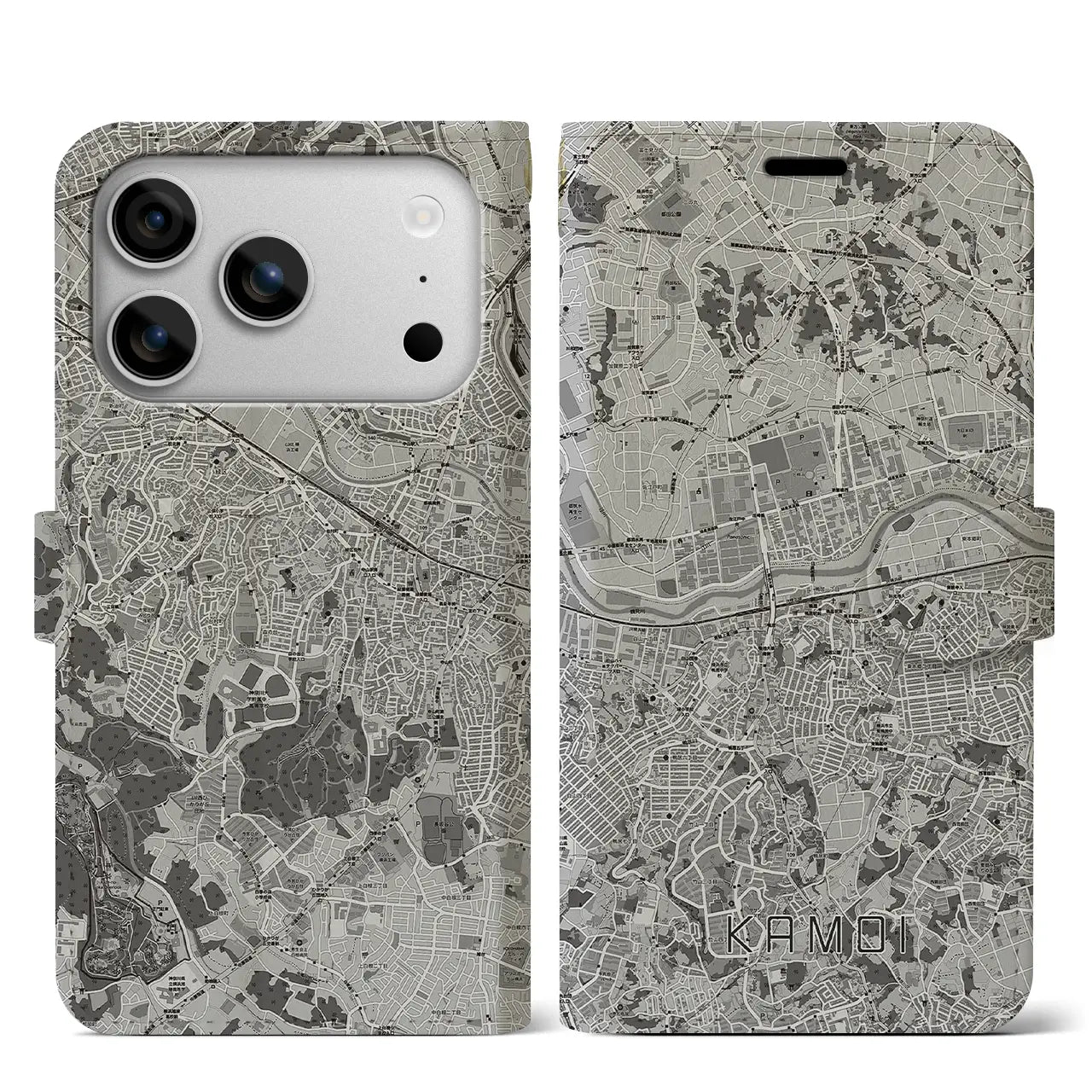 【鴨居（神奈川県）】地図柄iPhoneケース（手帳タイプ）