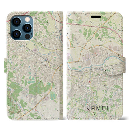 【鴨居（神奈川県）】地図柄iPhoneケース（手帳タイプ）ナチュラル・iPhone 12 / 12 Pro 用