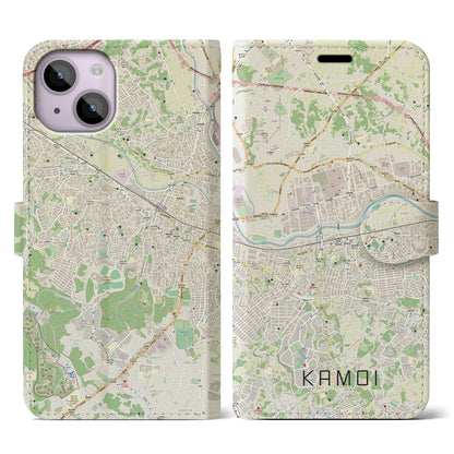 【鴨居（神奈川県）】地図柄iPhoneケース（手帳タイプ）ナチュラル・iPhone 14 用