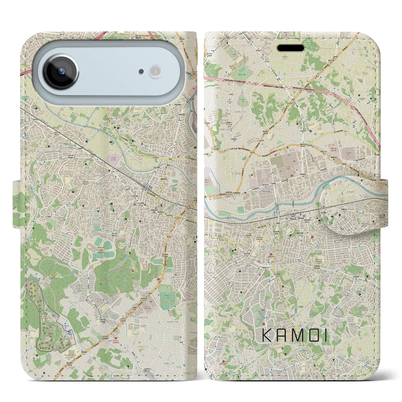 【鴨居（神奈川県）】地図柄iPhoneケース（手帳タイプ）