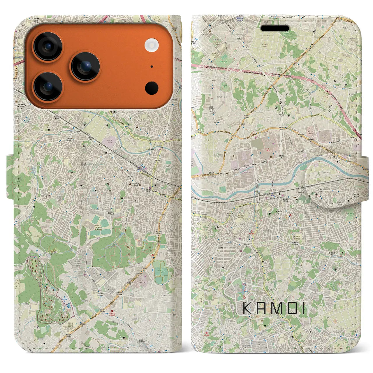 【鴨居（神奈川県）】地図柄iPhoneケース（手帳タイプ）