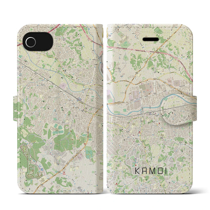 【鴨居（神奈川県）】地図柄iPhoneケース（手帳タイプ）ナチュラル・iPhone SE（第3 / 第2世代） / 8 / 7 / 6s / 6 用