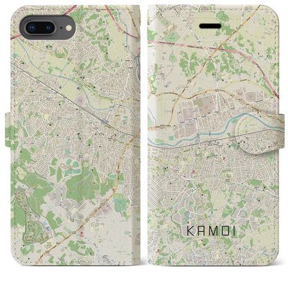 【鴨居（神奈川県）】地図柄iPhoneケース（手帳タイプ）ナチュラル・iPhone 8Plus /7Plus / 6sPlus / 6Plus 用