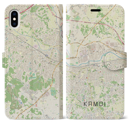 【鴨居（神奈川県）】地図柄iPhoneケース（手帳タイプ）ナチュラル・iPhone XS Max 用