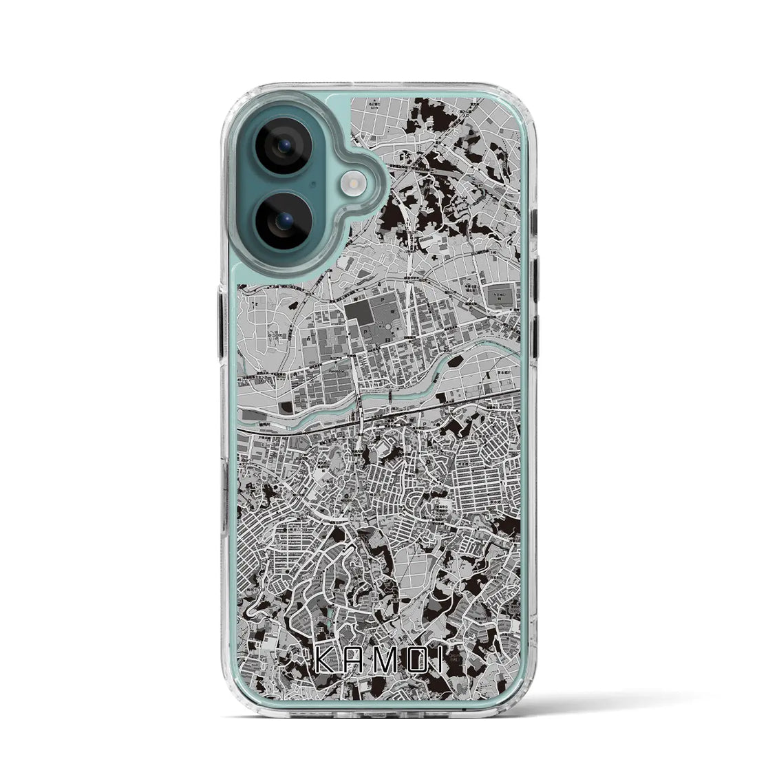 【鴨居(神奈川県)】地図柄iPhoneケース(MagSafeタイプ)モノトーン・iPhone 16 Pro 用