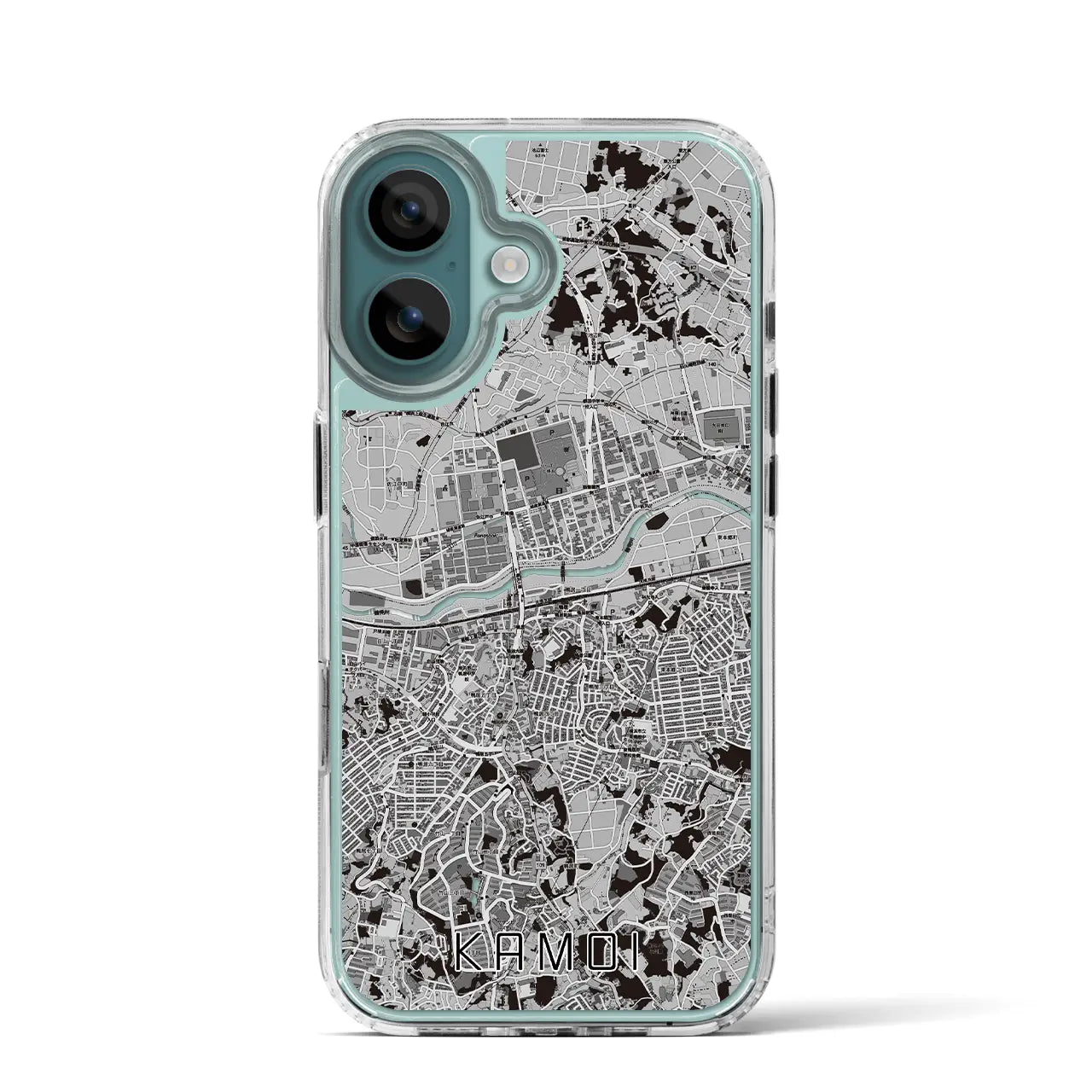 【鴨居（神奈川県）】地図柄iPhoneケース（MagSafeタイプ）モノトーン・iPhone 16 Pro 用