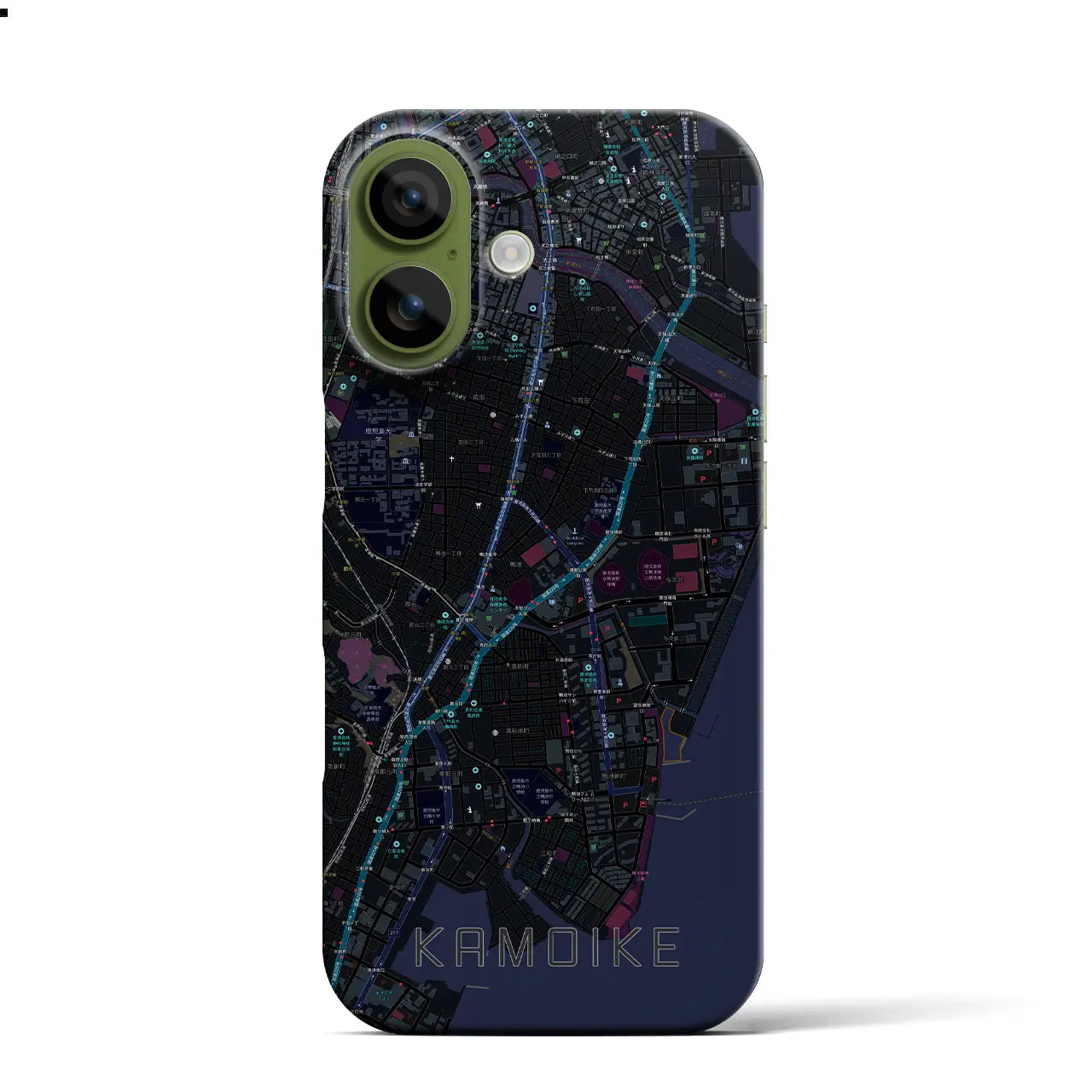 【鴨池（鹿児島県）】地図柄iPhoneケース（バックカバータイプ）